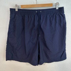 ProV2 Swim Trunks Navy Blue Elastic Tied Waist Pockets Mesh Lined Mens Sz Large